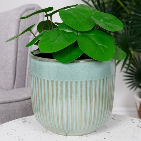 Vilde Doniczka Osłonka Porcelanowa Ozdobna Dekoracyjna Zielona VILDE 17 cm