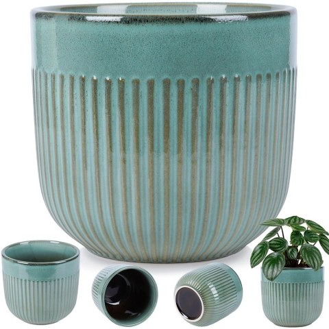 Vilde Doniczka Osłonka Porcelanowa Ozdobna Dekoracyjna Zielona VILDE 17 cm