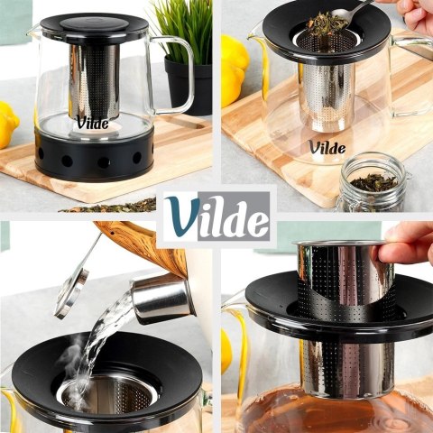 Vilde Dzbanek z zaparzaczem do herbaty szklany żaroodporny z podgrzewaczem 1,5 l