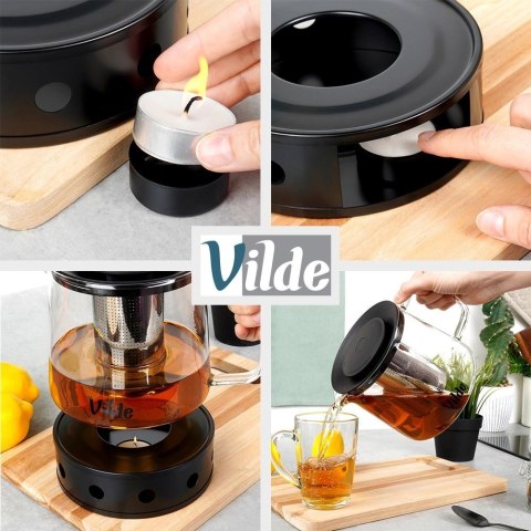 Vilde Dzbanek z zaparzaczem do herbaty szklany żaroodporny z podgrzewaczem 1,5 l