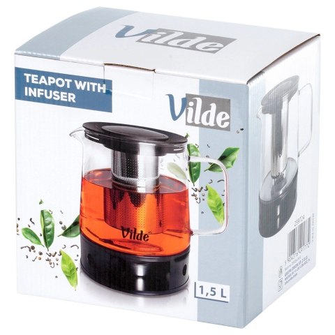 Vilde Dzbanek z zaparzaczem do herbaty szklany żaroodporny z podgrzewaczem 1,5 l