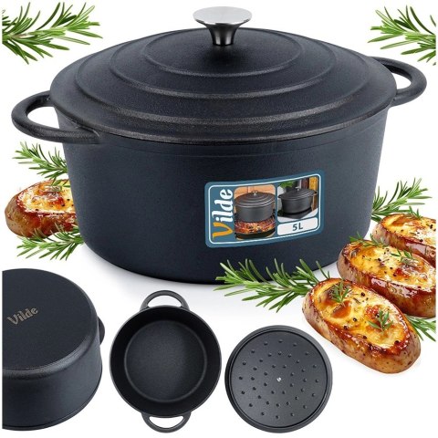 Vilde Garnek Żeliwny Solidny Gaz Indukcja Solidny Uniwersalny VILDE 33x26x12 cm