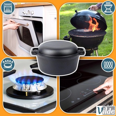 Vilde Garnek z pokrywką żeliwny 2w1 CAST LINE 26 cm 4,5 l / 1,6 l