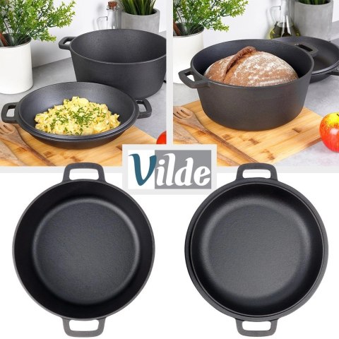Vilde Garnek z pokrywką żeliwny 2w1 CAST LINE 26 cm 4,5 l / 1,6 l