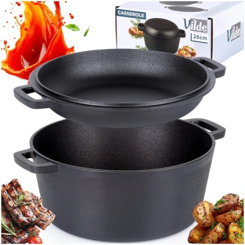 Vilde Garnek z pokrywką żeliwny 2w1 CAST LINE 26 cm 4,5 l / 1,6 l