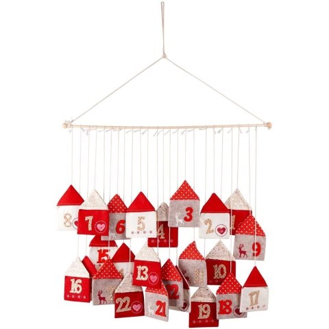 Vilde Kalendarz Adwentowy Wiszący Filcowy Czerwony Solidny Trwały VILDE 70 x 60cm