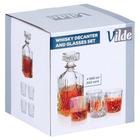 Vilde Karafka i Szklanki do Whisky Szklane VILDE 900 ml + 4x300 ml 5 el.