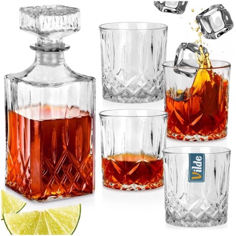 Vilde Karafka i Szklanki do Whisky Szklane VILDE 900 ml + 4x300 ml 5 el.