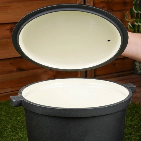 Vilde Kociołek Żeliwny Emaliowany na Nóżkach z Pokrywką Okrągły Solidny VILDE 4 l