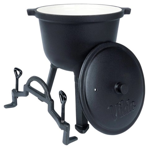 Vilde Kociołek Żeliwny Emaliowany na Nóżkach z Pokrywką Okrągły Solidny VILDE 4 l