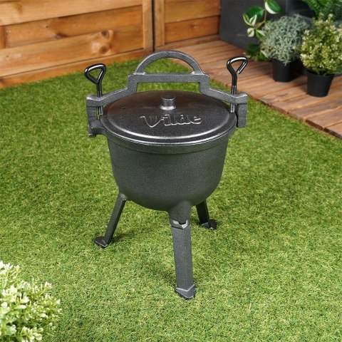 Vilde Kociołek Żeliwny Emaliowany na Nóżkach z Pokrywką Okrągły Solidny VILDE 4 l