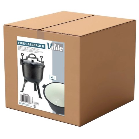 Vilde Kociołek Żeliwny Emaliowany na Nóżkach z Pokrywką Okrągły Solidny VILDE 4 l