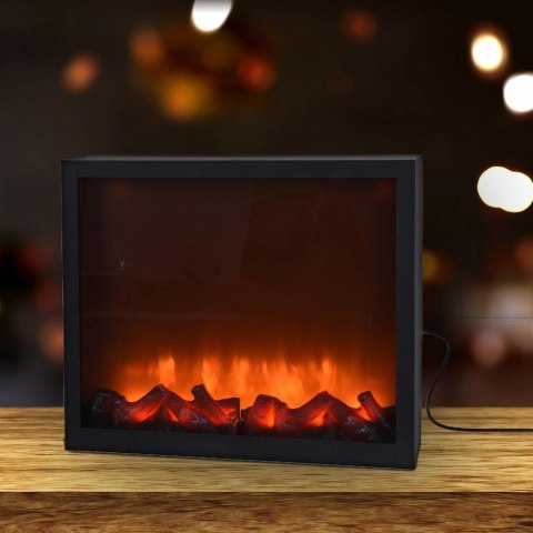 Vilde Kominek LED Elektryczny Wolnostojący Metalowy Czarny Solidny VILDE 41x25 cm