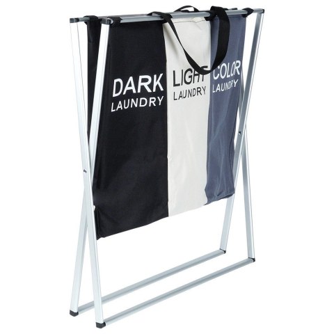 Vilde Kosz na Pranie Składany Trzykomorowy Pojemny Wytrzymały VILDE 62x37,5x56cm