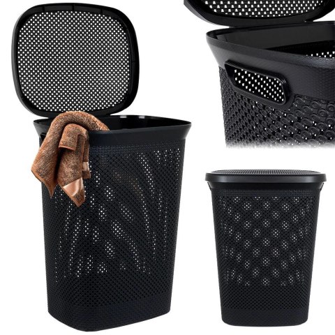 Bathroom Solutions Kosz na Pranie Ubrania Łazienkowy Plastikowy Czarny BATHROOM SOLUTIONS 60 L