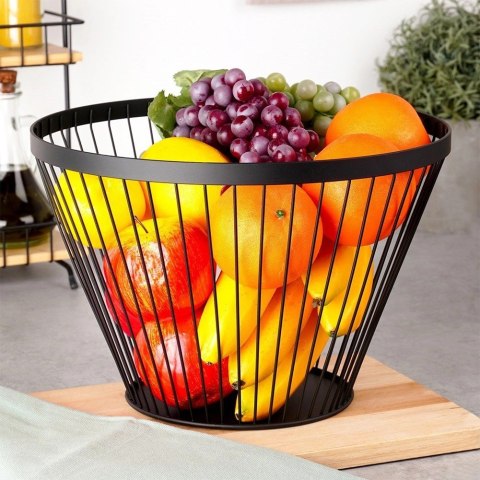 NAVA Koszyk na Owoce Warzywa Metalowy Czarny Kosz Okrągły Loftowy 30 cm NAVA