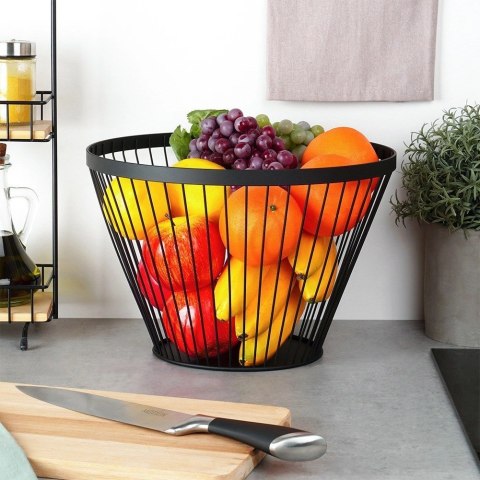 NAVA Koszyk na Owoce Warzywa Metalowy Czarny Kosz Okrągły Loftowy 30 cm NAVA