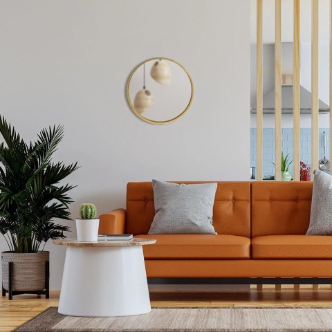 Orion Lustro Ścienne na Ściane Drewniane Złote Okrągłe Dekoracyjne VILDE 30 cm