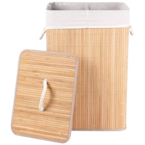 Vilde Kosz na Pranie Ubrania Składany Dwukomorowy Bambusowy z Pokrywką VILDE 70 l
