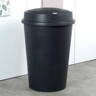 Vilde Kosz na Śmieci Odpady z Uchylną Pokrywą Plastikowy Czarny Solidny ORION 47l