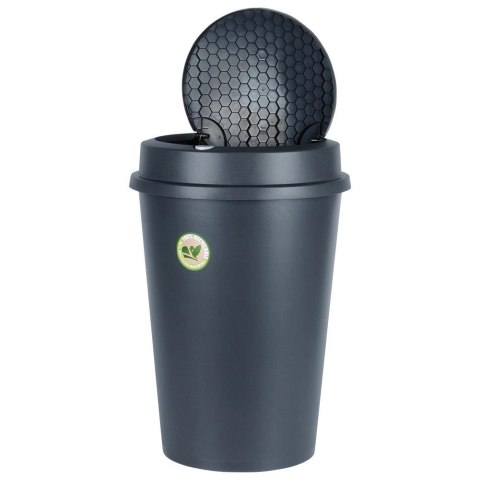 Vilde Kosz na Śmieci Odpady z Uchylną Pokrywą Plastikowy Czarny Solidny ORION 47l