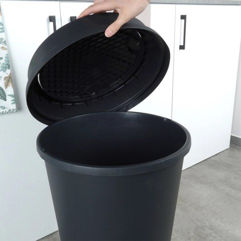 Vilde Kosz na Śmieci Odpady z Uchylną Pokrywą Plastikowy Czarny Solidny ORION 47l