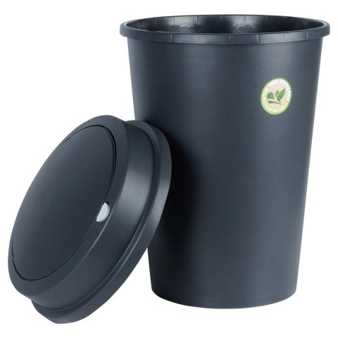 Vilde Kosz na Śmieci Odpady z Uchylną Pokrywą Plastikowy Czarny Solidny ORION 47l