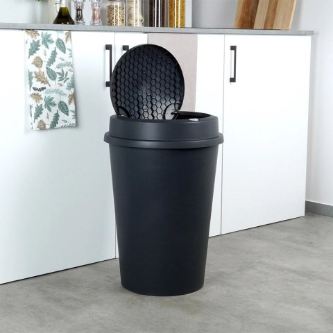 Vilde Kosz na Śmieci Odpady z Uchylną Pokrywą Plastikowy Czarny Solidny ORION 47l