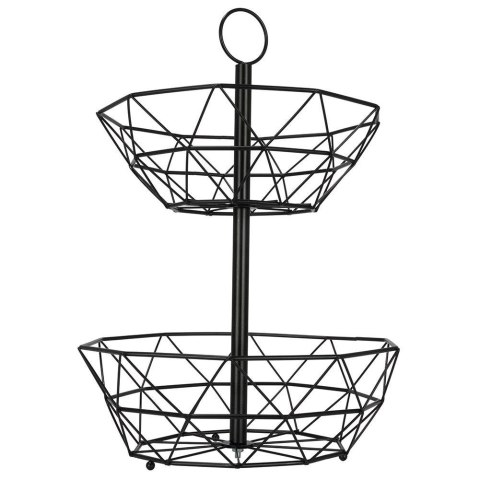 Vilde Koszyk na Owoce Warzywa 2-Poziomowy Metalowy Czarny Solidny VILDE 43 x 30cm