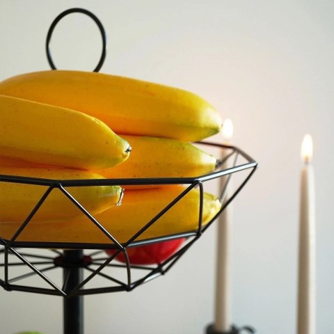 Vilde Koszyk na Owoce Warzywa 2-Poziomowy Metalowy Czarny Solidny VILDE 43 x 30cm