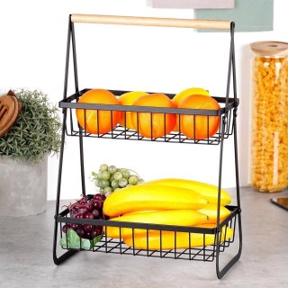 Vilde Koszyk na Owoce Warzywa 2-Poziomowy Metalowy Czarny VILDE 29 cm