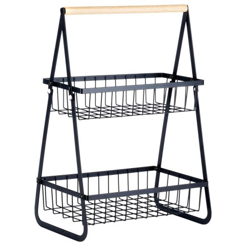 Vilde Koszyk na Owoce Warzywa 2-Poziomowy Metalowy Czarny VILDE 29 cm