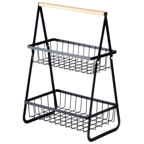Vilde Koszyk na Owoce Warzywa 2-Poziomowy Metalowy Czarny VILDE 29 cm