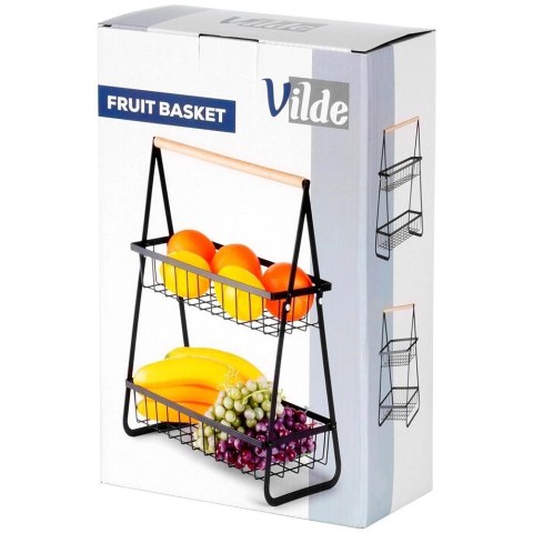 Vilde Koszyk na Owoce Warzywa 2-Poziomowy Metalowy Czarny VILDE 29 cm