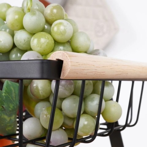 Vilde Koszyk na Owoce Warzywa 2-poziomowy Metalowy Czarny VILDE 28 x 17,5 x 21 cm