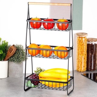 Vilde Koszyk na Owoce Warzywa 3-Poziomowy Metalowy Czarny VILDE 29 cm