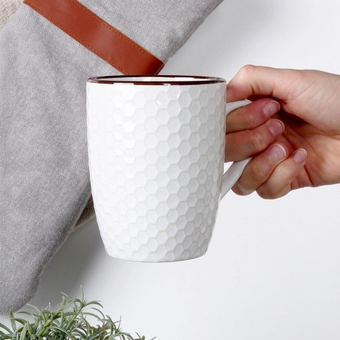 Vilde Kubki Ceramiczne Białe do Kawy Herbaty Zestaw Ozdobny VILDE 400 ml 4 szt.