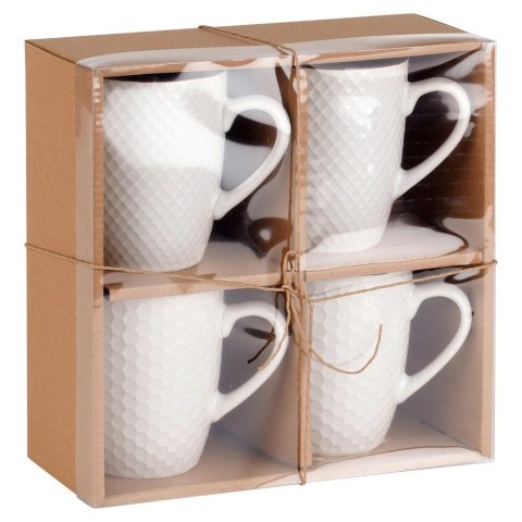 Vilde Kubki Ceramiczne Białe do Kawy Herbaty Zestaw Ozdobny VILDE 400 ml 4 szt.