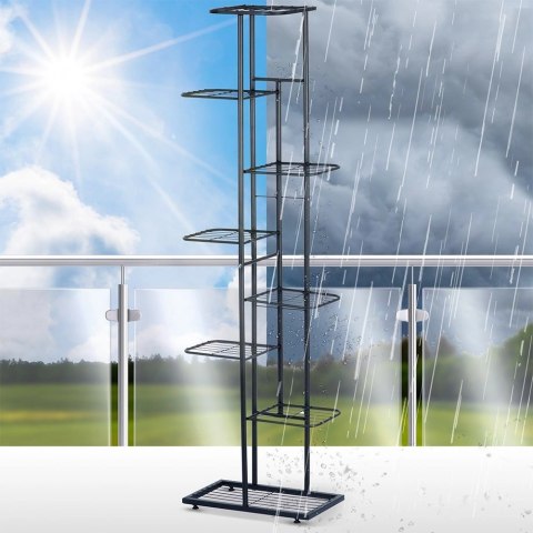 Vilde Kwietnik Stojak Kaskada Metalowy Czarny 8-poziomowy VILDE 142 cm