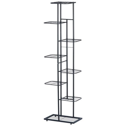 Vilde Kwietnik Stojak Kaskada Metalowy Czarny 8-poziomowy VILDE 142 cm