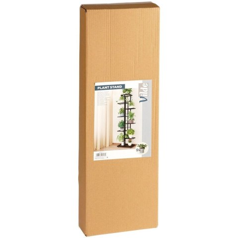 Vilde Kwietnik Stojak Kaskada Metalowy Czarny 8-poziomowy VILDE 142 cm