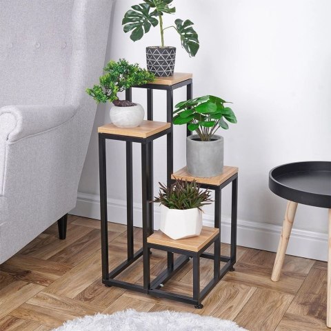 Vilde Kwietnik Stojak na Kwiaty 4-Poziomowy Kaskada Metalowy Loft VILDE 69 cm