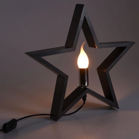 Vilde Lampka Stołowa Drewniana Czarna Gwiazda Ozdobna VILDE 34,5 cm