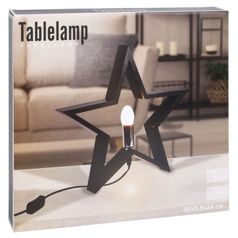 Vilde Lampka Stołowa Drewniana Czarna Gwiazda Ozdobna VILDE 34,5 cm