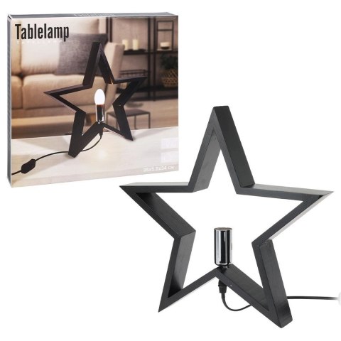 Vilde Lampka Stołowa Drewniana Czarna Gwiazda Ozdobna VILDE 34,5 cm