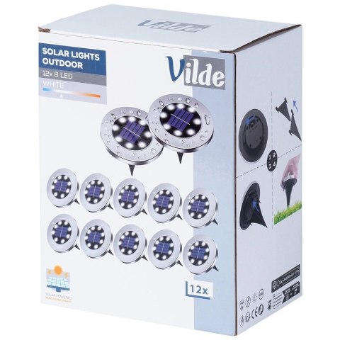 Vilde Lampki Ogrodowe Solarne LED Stalowe Wbijane VILDE 11,5 cm 12 szt.