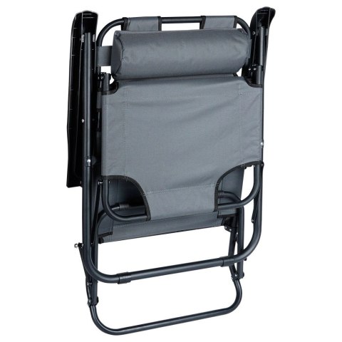 Vilde Leżak Ogrodowy Plażowy Składany z Zagłówkiem Poduszką Metalowy VILDE 110 Kg