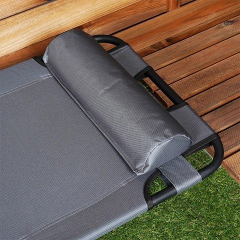 Vilde Leżak Ogrodowy Plażowy Składany z Zagłówkiem Poduszką Metalowy VILDE 110 Kg