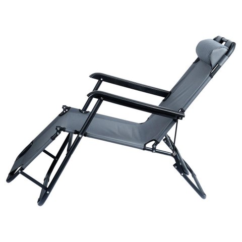 Vilde Leżak Ogrodowy Plażowy Składany z Zagłówkiem Poduszką Metalowy VILDE 110 Kg