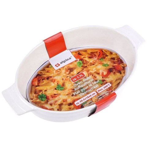 ALPINA Naczynie Żaroodporne do Zapiekania Ceramiczne Białe ALPINA 31,5x19,5x6 cm